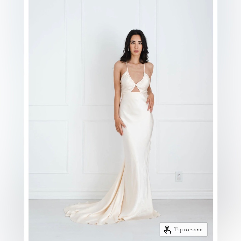 Shona Joy La Lune Ruched Bodice Maxi Dress in cream US 8